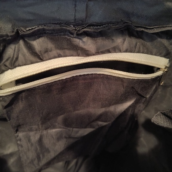 St.Thomas U.S.V.I. Tote Black Embroidered Tropical Print Canvas Drawstring Bag - Picture 5 of 6